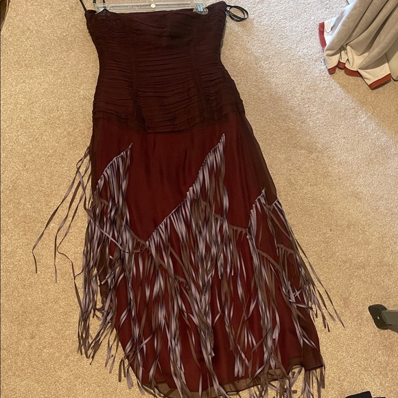 L.L. Bean Strapless Burgundy Dress - Picture 3 of 7